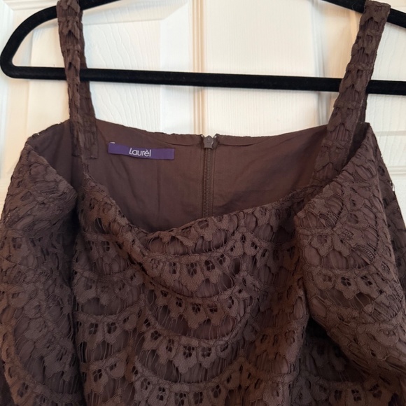 Laurel Brown Scalloped Lace Sleeveless Dress – Elegant & Lined – Size L - Picture 2 of 6